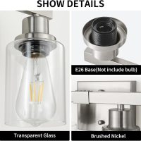 Bathroom Vanity Light, 4-Light Nickel Modern Matte Wall Sconce Lighting with Clear Glass Shade, Wall Lights,Bath Vintage Wall Mounted Lamps for Mirror Bedroom Living Room - Image 3