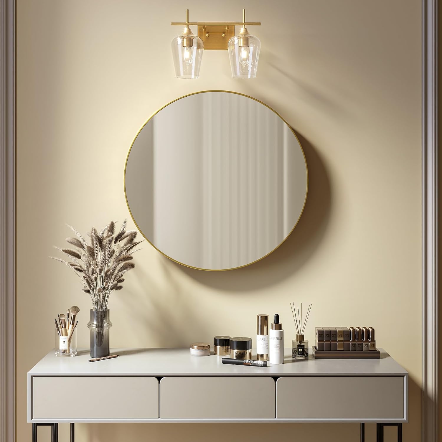 VONLUCE Bathroom Vanity Light, 2 Light Bathroom Light Fixture Over Mirror, Bathroom Wall Lamp with Clear Glass, Modern Gold Vanity Lighting fixtures for Bathroom, Bedroom, Hallway - Image 8
