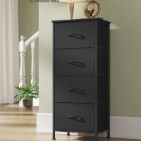 SONGMICS Dresser for Bedroom, Chest of Drawers, Steel, MDF, 4 Non-Woven Fabric Drawers, Storage Organizer Unit, Closet, Entryway, Ink Black and Ebony Black ULGS314B01S - Image 3
