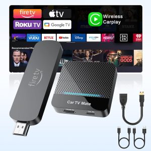 2 in 1 Car TV Mate Pro & Wireless CarPlay Adapter for Fire TV Stick Converter/Game Consoles/Set-Top Box/Screen Throwers, CarPlay HDMI Multimedia Adapter for Cars with Factory Wired Car Play from 2016