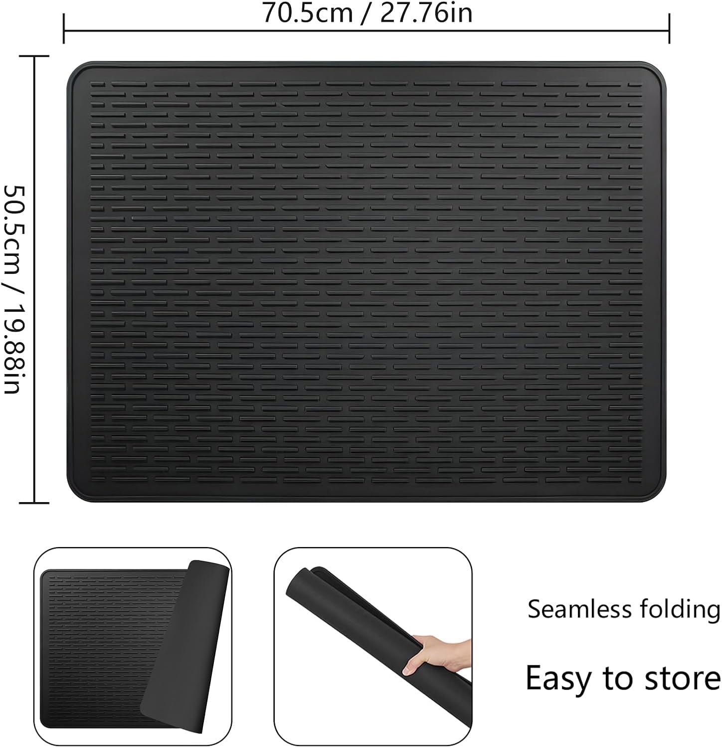 Silicone Stove Top Cover Mat, 28"x20" Silicone Electric Stove Top Protector, Heat Resistant Glass Cooktop Cover, Range Covers for Electric Stove, XL Dish Drying Mat for Kitchen (Black) - Image 2