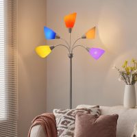 Medusa Floor Lamp, Multi Head 5 Light Floor Lamps for Living Room with 10 Lampshade, Adjustable Gooseneck Reading Standing Lamp for Bedroom,Office,Kids,Classroom (Sliver) - Image 8