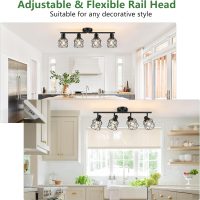 4-Lights Semi Flush Mount Ceiling Light, Adjustable Multi-Directional Light Fixtures, Rotatable Farmhouse Light Fixtures Mount with Metal Cage for Dining Room, Living Room - Image 5