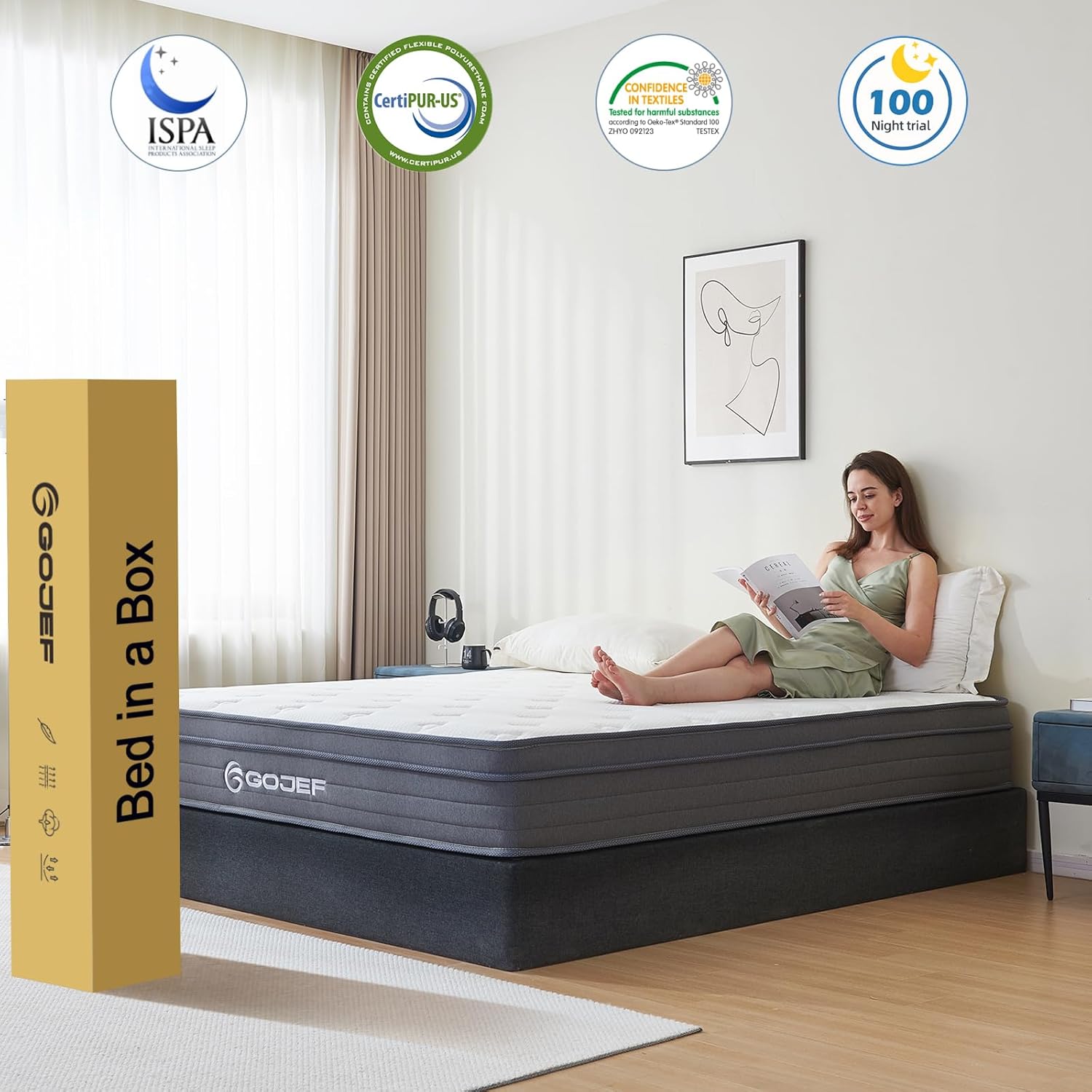 Queen Mattress, 12 Inch Queen Size Hybrid Mattress in a Box with Independent Pocket Spring - Zoned Support, Soft and Comfortable, Pressure Relief, Medium Firmness, CertiPUR-US Certified - Image 6