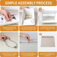 Rectangular Lampshade, Large Beige Lamp Shade, (7 x 12.5) '' x (9 x 15) '' x 9.8 '', Includes 1 Shade Bracket, 2 Adapters, Suitable for Table Lamps and Floor Lamps, Easy Assembly - Image 7