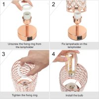 Hong-in Crystal Table Lamp - 3-Way Dimmable Touch Control, Rose Gold Bedside Lamp with USB C and A Ports, Nightstand Light for Living Room, Bedroom, Home Office (Bulb Included) - Image 9