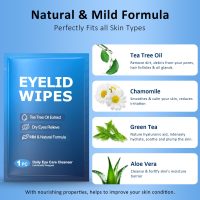 30PCS Eyelid & Lash Wipes for Itchy & Dry Eyes, Tea Tree Oil Eyelid Wipes for Styes & Blepharitis, Daily Eye Cleansing Wipe, Hypoallergenic & Soothing For Sensitive Eyes, Stay Hydrated Lid Wipe - Image 3