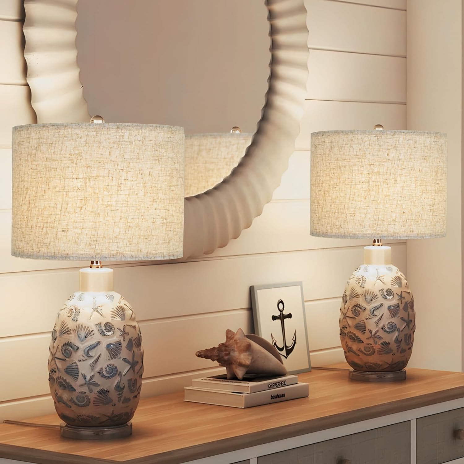 Beige Lamp shades Set of 2, Large Linen Drum Lampshades, 13" Top x 13" Bottom x 10" High Lamp Shade, Replacement Lampshades for Table and Floor Lamps, Pendant Light, Handcrafted, Easy Assembly - Image 7