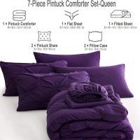 Ubauba 7pc Purple Comforter Set Queen Size with Sheets, Pintuck 7 Piece Bedding Comforters Bed in a Bag for All Season, Pinched Pleat Bed Set with Comforter (Purple,Queen) - Image 6