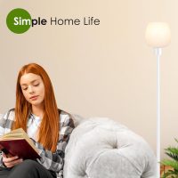 64.2'' White Floor Lamp, 3 Color Temperatures LED Bulb Included, Modern Standing Lamp with Opal Glass Shade, Tall Pole Standing Lamps for Living Room, Office, Bedroom, Home Decor, Foot Pedal Switch - Image 4
