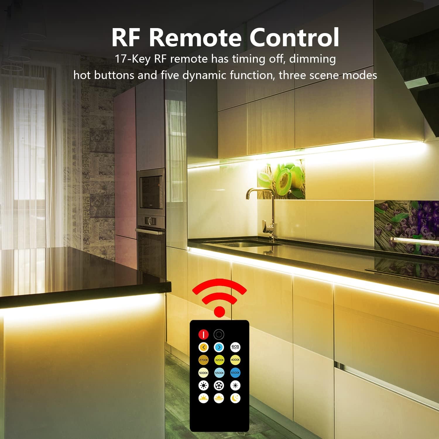 DAYBETTER Under Cabinet Lights, 6 PCS Under Cabinet Lighting with Remote, Dimmable LED Strip Lights for Bedroom, LED Lights for Kitchen Cabinet, Counter Shelf 2700K-6500K Warm to Daylight White, 9.8ft - Image 3