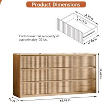 Fluted Dresser for Bedroom with 9 Drawers,62.99" Modern Chest of Drawers with Faux Marble Top, Curved Profile Design,Dresser TV Stand, Wood Drawer Organizer for Living Room, Hallway, Wood - Image 2