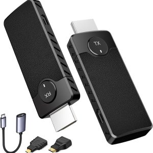 2025 Upgraded Wireless HDMI Transmitter and Receiver,Plug and Play Wireless HDMI Adapter,4K Decode 1080P@60Hz Ultra HD Video Output for Video/Audio from Laptop/Camera/TV Box to Monitor/HDTV/Projector