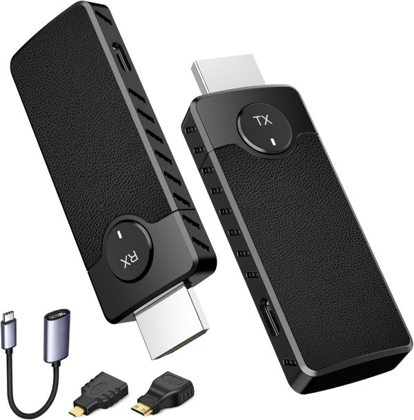 2025 Upgraded Wireless HDMI Transmitter and Receiver,Plug and Play Wireless HDMI Adapter,4K Decode 1080P@60Hz Ultra HD Video Output for Video/Audio from Laptop/Camera/TV Box to Monitor/HDTV/Projector