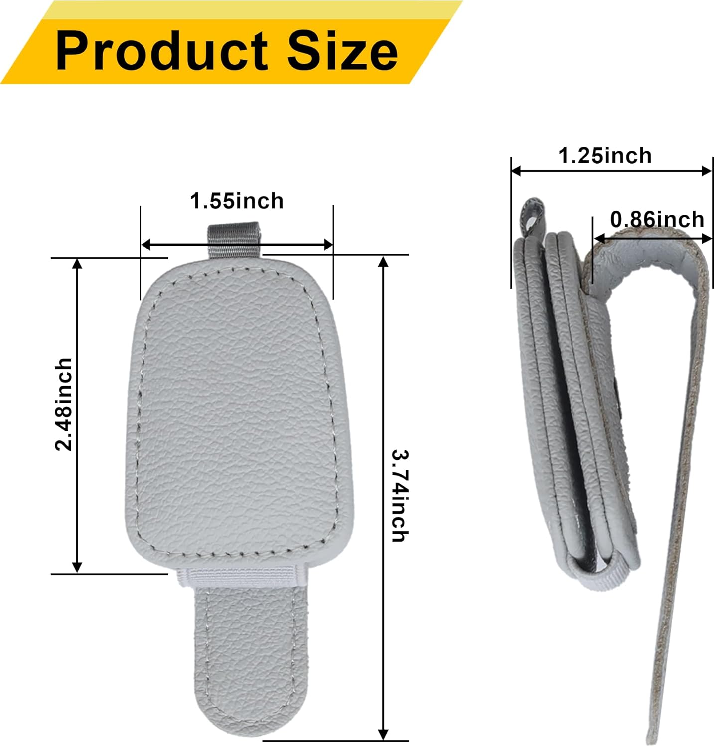 Yuoyar Sunglass Holder for Car, Magnetic Leather Sunglasses Holder and Ticket Card Clip, Car Visor Accessories, 2 Packs (Silver Grey) - Image 7