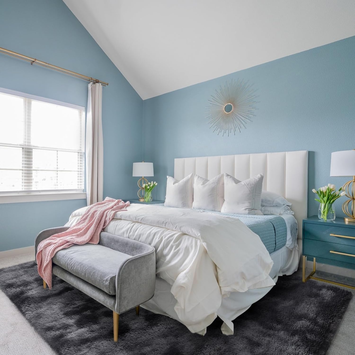 Area Rugs for Bedroom Living Room, 4x6 ft Tie-Dyed Shag Carpet, Small Fluffy Plush Washable Non-Slip Rug for Kids Room Nursery and Home Decor, Dark Grey - Image 5