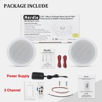 Herdio 5.25'' Home Audio Package Wall Mount Bluetooth Amplifier Receiver System with 300W in Ceiling Wall Passive Speakers Great for Home Theater Office Bathroom Kitchen Living Room (A Pair) - Image 4