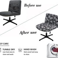 Armless Office Chair Cover Criss Cross Chair Slipcover Protectors Stretchable Removable Wide Seat Chair Cover Mid Back Computer Desk Vanity Accent Chair Covers (Black & White) - Image 7