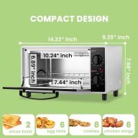 COMFEE' Mini 2-Slice Toaster Oven, Countertop toaster oven, 2-Knobs Easy to Control with Timer for Bake, Broil, Toast, 1000W, Black/White (CO-B08AA(BK)) - Image 2