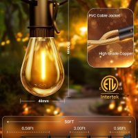 Torkase 50FT Outdoor String Lights LED, S14 Shatterproof Bulbs (15+1), Waterproof Dimmable Patio Lights for Backyard, Porch, Garden - Connectable Commercial Grade - Image 5
