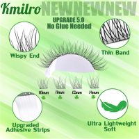 Self Adhesive Eyelashes 10-14mm Natural Self Adhesive Lash Clusters Wispy Press on Lashes No Glue Needed 120Pcs Pre Glued Lashes Clusters Reusable DIY Eyelash Extensions Kit with Tweezers, by Kmilro - Image 4