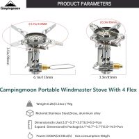 CAMPINGMOON Canister Top Stove Portable Compact Foldable w/Micro Regulator w/4Flex w/igniter XD-2F (Silver) - Image 3