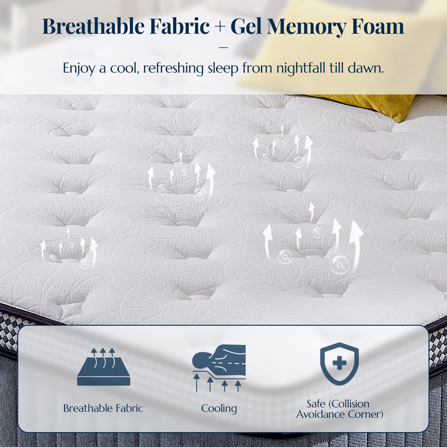 12 Inch Queen Mattress, Hybrid Queen Mattresses in a Box, Gel Memory Foam, Pocket Springs for Motion Isolation, Medium Firm Matress,60"x80"x12" - Image 2