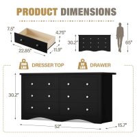 YESHOMY Dresser for Bedroom with 6 Drawers, Modern Chest of Drawers, Wooden Dressers, TV Stand for Living Room,Closet, Hallway (Black) - Image 2