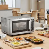 VEVOR Commercial Microwave Oven, 0.9 Cu Ft, 1000W Digital Stainless Steel Countertop Microwave Oven with Touchscreen, 10 Cooking Presets, 5 Power Levels, Multi-Lock Door & Easy Clean for Restaurants - Image 8