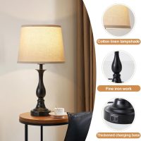 Bedside Table Lamp Touch Control Bedroom Lamps with USB-C USB-A Charging Port 3 Way Dimmable Touch Lamps for Nightstand Living Room Bedroom Dorm Home Office Reading, Set of 2 - Image 4