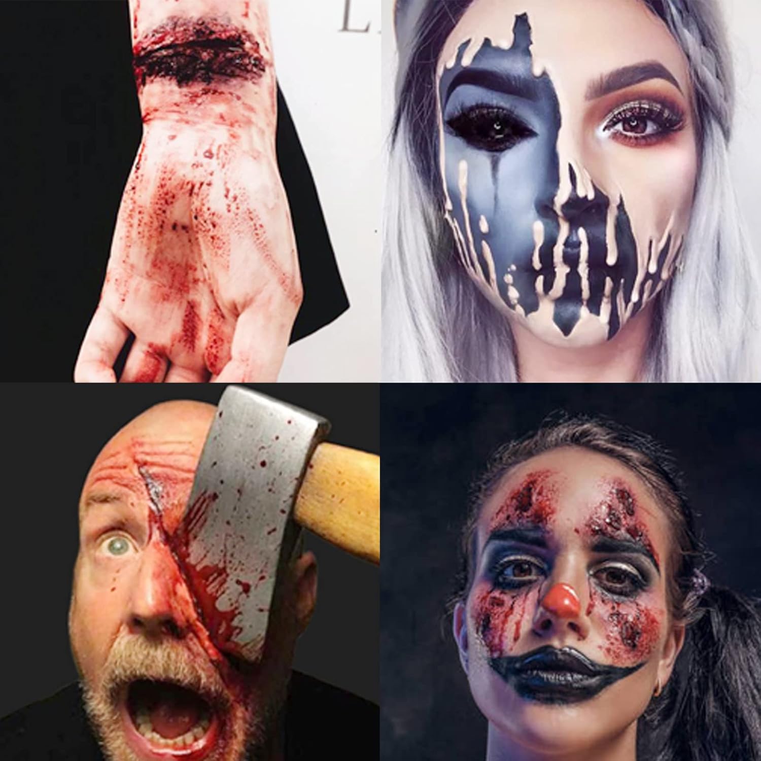 Liquid Latex SFX Makeup Kit, 2.1Oz Latex Liquid with Coagulated Fake Blood Gel, Squirt Blood and Stipple Sponge, Halloween Monster Zombie Clown Makeup for Scald Burn Scar Wound,Cut,Skin Decay - Image 7