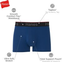 Hanes Total Support Pouch Men's Boxer Brief Underwear, Anti-Chafing, Moisture-Wicking Odor Control, 3-Pack (Reg or Long Leg) - Image 6