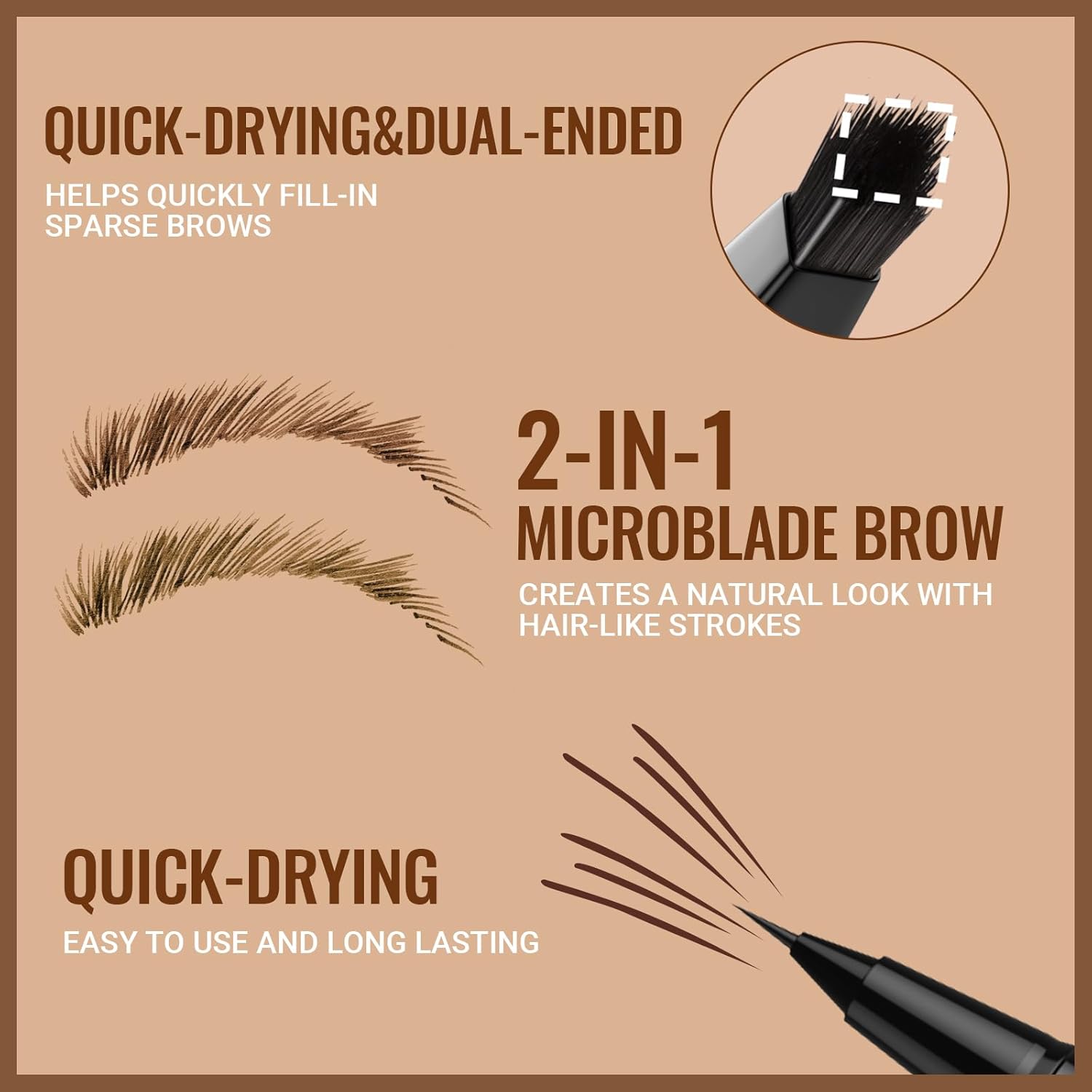 iMethod Eyebrow Pen - Eyebrow Pencil,2-in-1 Eyeliner Dual-Ended Microblading Eyebrow Pencil Long Lasting Waterproof Hair-Like Brow Pencil,with Eyebrow Brush,Eyebrow Pencils for Women,DarkBrown - Image 2