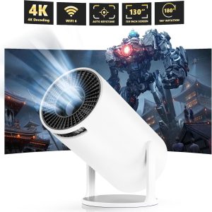 Mini Projector with WiFi & Bluetooth, Portable Smart Android Home Theater Projector for Outdoor Movies, Gaming & Presentations, Compatible with Smartphone, HDMI, USB, AV, Fire TV Stick, PS5