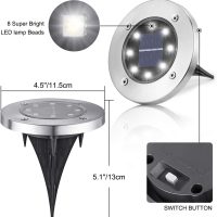 LYHOPE Solar Ground Lights Outdoor, 8 Pack 8 LED Solar Disk Lights Waterproof Garden In-ground Pathway Light Landscape Lighting for Lawn,Yard,Deck,Patio,Walkway (White) - Image 6