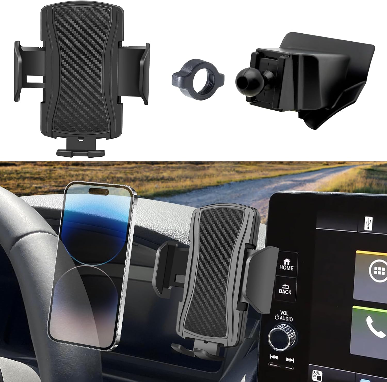 Car Phone Mount Fit for Honda HR-V 2023 2024 2025 Phone Holder Navigation, for HRV Cellphone Mobile Cradle Auto Accessories Bracket Anti-Shake, 360 Degree Rotation, Compatible for All Cell Phones