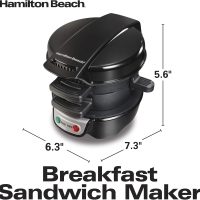 Hamilton Beach Breakfast Sandwich Maker with Egg Cooker Ring, Customize Ingredients, Perfect for English Muffins, Croissants, Mini Waffles, Perfect White Elephant Gifts, Black (25477) - Image 8