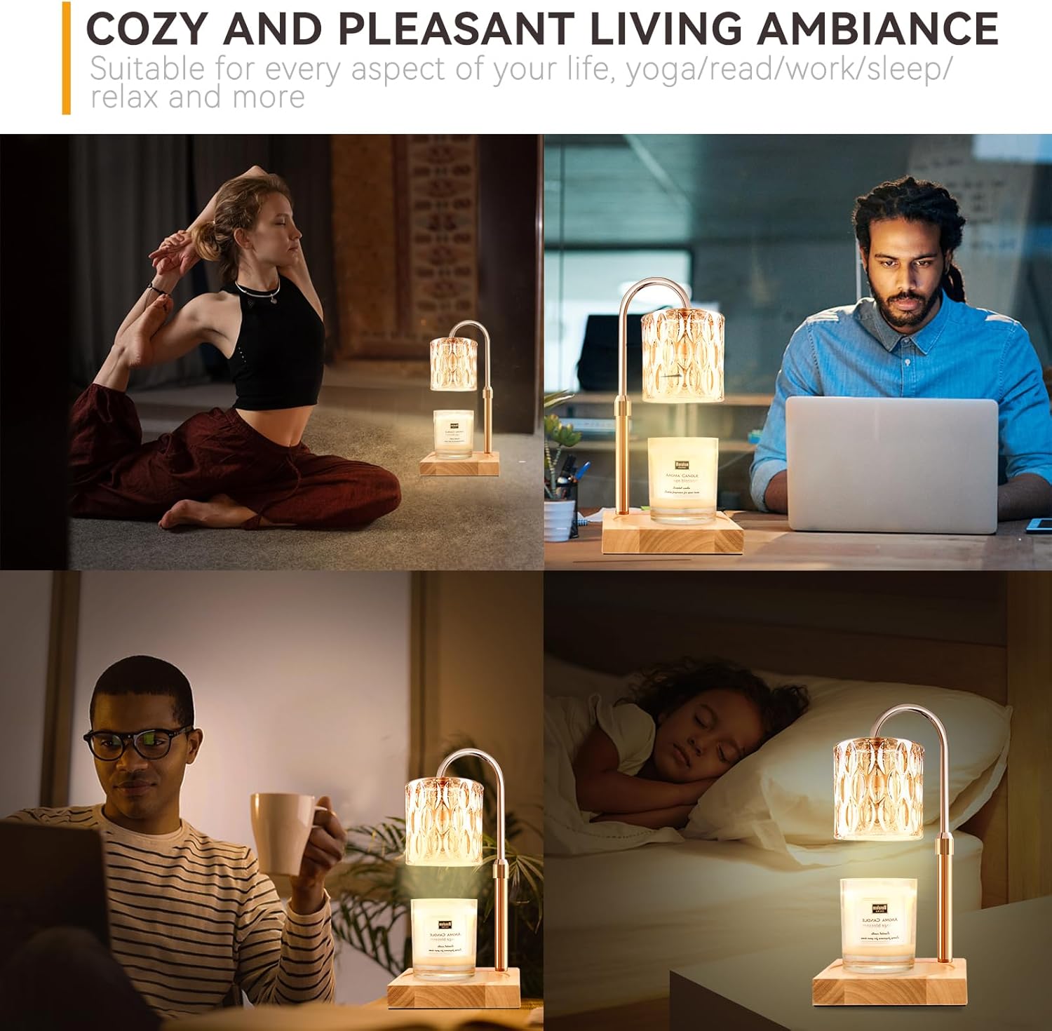 Candle Warmer Lamp with 3 Bulbs, Adjustable Height Dimmable Candle Warmer with Timer, Candle Lamp with Charming Gift Box Ribbon,Birthday Gifts for Women Mom, House Warming Gifts New Home Decor - Image 4