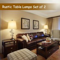 24.5in Farmhouse Table Lamps Set of 2, Rustic Bedroom Lamps with 2 USB Charging Ports, Cream Fabric Shade, Metal & Crystal Finish - Image 5