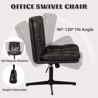 Adjustable Swivel Armless Home Office Desk Chair L Shape, Criss Cross Chair with Lumbar Support for Small Space, Home, Office, Dressing Room, Bedroom(Dark Cocoa) - Image 4
