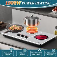 Cusimax Hot Plate Electric,Countertop Infrared Triple Burner with 7″Ceramic Glass Cooktop,Electric Hot Plate for Cooking,11 Level Temperature Setting - Image 3