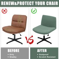 MINGPINHUIUS Armless Adjustable Chair Cover: Modern Without Arms Vanity Chair Cover Criss Cross Slipper Chair Furniture Protector Covers for Home Office (Pine Green,Regular Style) - Image 4