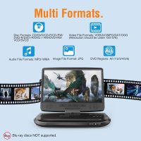 MEGATEK 12.5" Portable DVD Player with 10.5" Screen & Headphones, Car DVD Player for Kids with Headrest Mount, 6-Hour Battery, Supports CD/DVD/USB/SD Card, Remote - Black - Image 5