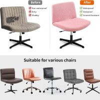 Criss Cross Chair Cover, Waterproof, Stretchable, Solid Jacquard, Suited for Armless/Office/Desk/Mid Back Wide Seat/Computer/Task/Vanity/Accent Chair (Leaves -Shaped Jacquard, Pink) - Image 6