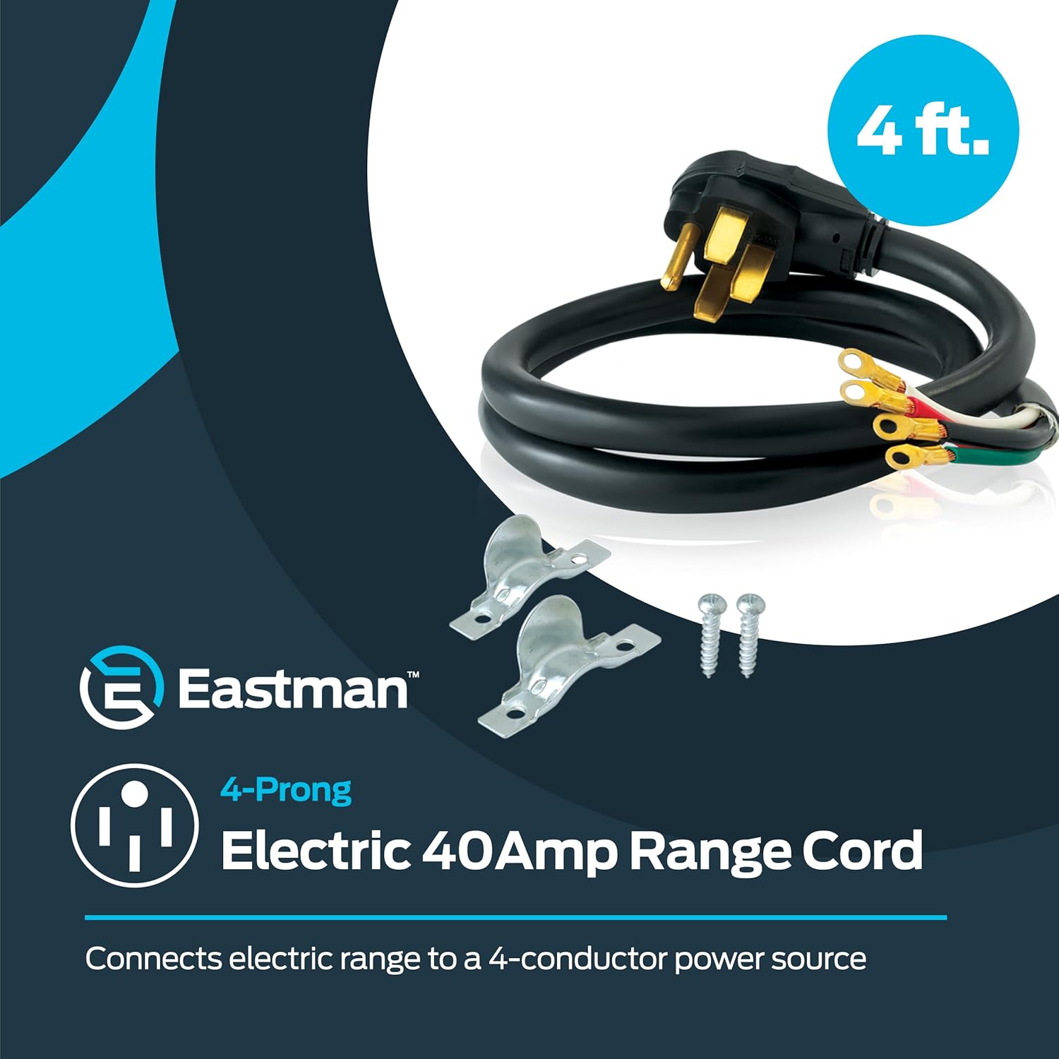 Eastman 4 Feet Electric Range Cord, 40 Amps 4-Prong Wire, 61271 - Image 2