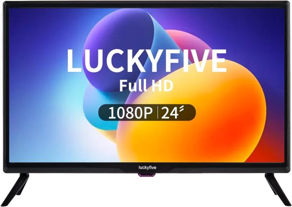 luckyfive CrystalView 24" Android Smart TV | Netflix & Disney+ YouTube Ready | Vibrant FHD Display | Google Play Store | Wi-Fi & Local Channels | HDMI/USB | VESA Mountable