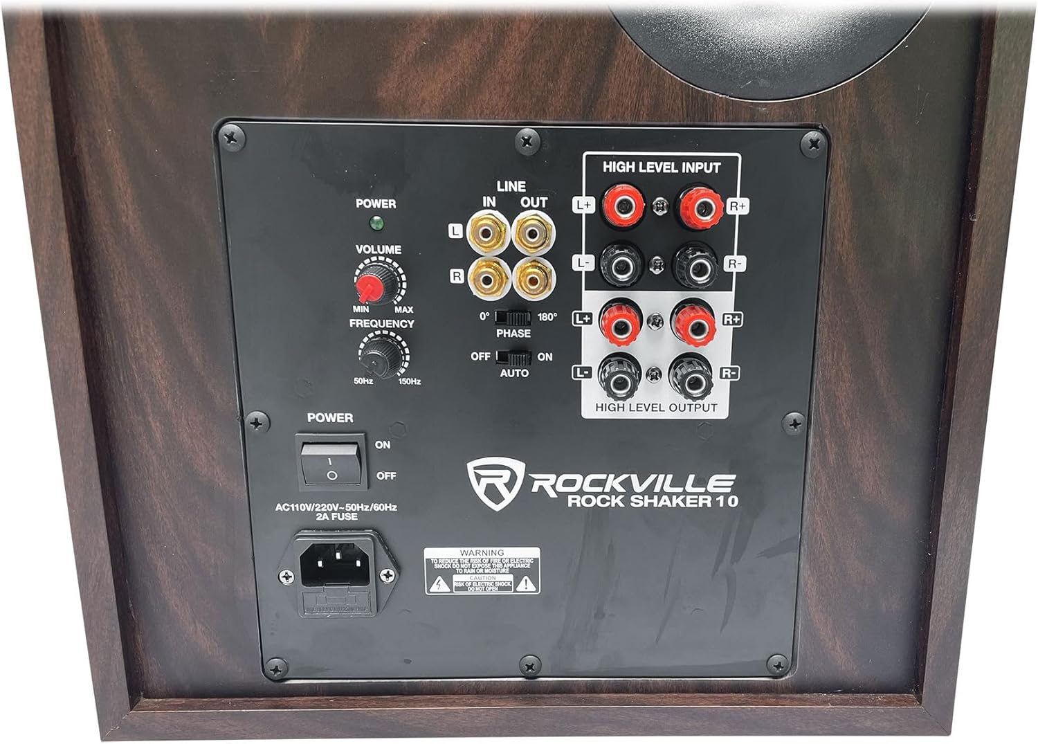 Rockville Rock Shaker 10 Dark Wood 600W 10" Powered Home Theater Subwoofer, Class-D Amp, Adjustable Crossover, for Movies and Music - Image 6