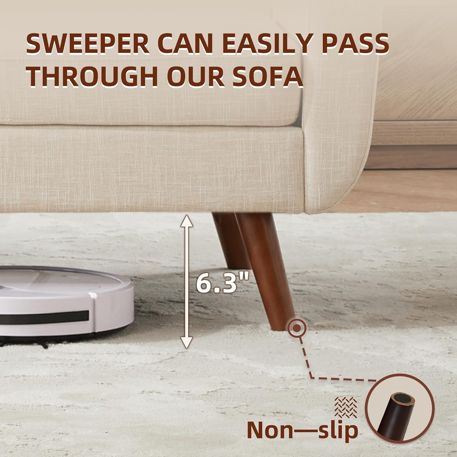 Tbfit 65" W Loveseat Sofa, Mid Century Modern Decor Love Seat Couches for Living Room, Button Tufted Upholstered Small Couch for Bedroom, Solid and Easy to Install Love Seats Furniture, Beige - Image 8