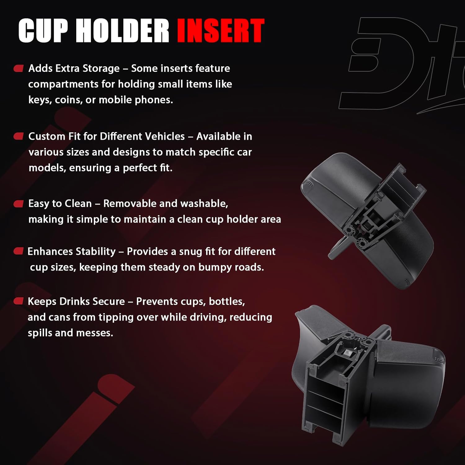 Cup Holder Insert Compatible with Honda Vehicle HRV HR-V 2016 2017 2018 Replaces# 77230-T7W-A02ZA, 77230T7WA02ZA - Image 7