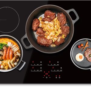 30 Inch Induction Cooktop 7400W, TECASA Built-in Induction Stovetop with 4 Boost Burner, Timer & Child Safety Lock, 9 Heating Level, Sensor Touch Control, 240V, Drop-in Electric Stove Top